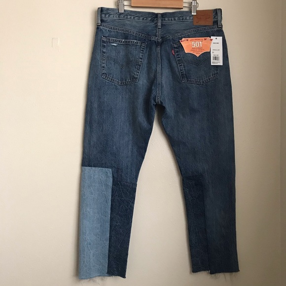 NWT Levi’s 501 Patchwork Ragged Lands Denim Jeans - Picture 5 of 8